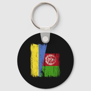 Ukraine Afghanistan Half Flag Ukrainian Afghan Her Keychain