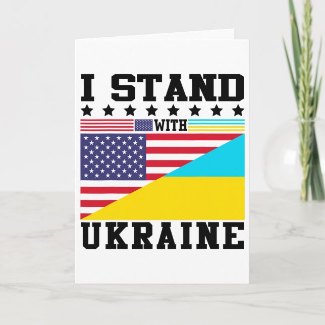 Ukraine American Pride Vintage Retro Ukrainian Fla Card (Front)