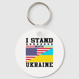Ukraine American Pride Vintage Retro Ukrainian Fla Keychain