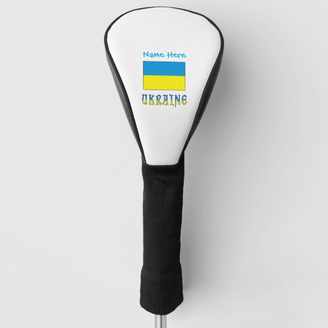 Ukraine and Ukrainian Flag Blue Personalization  Golf Head Cover (Front)