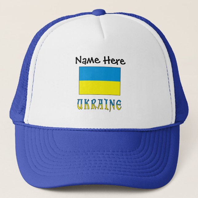 Ukraine and Ukrainian Flag Personalized  Trucker Hat (Front)