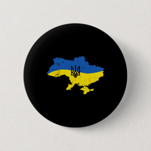 Ukraine Army Trident Symbol Ukrainian Flag  2 Inch Round Button
