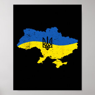 Ukraine Army Trident Symbol Ukrainian Flag  Poster