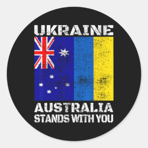 Ukraine Australia Stands With You Canadian Support Classic Round Sticker