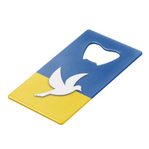 UKRAINE BICOLOR PEACE DOVE BLUE YELLOW FLAG CREDIT CARD BOTTLE OPENER