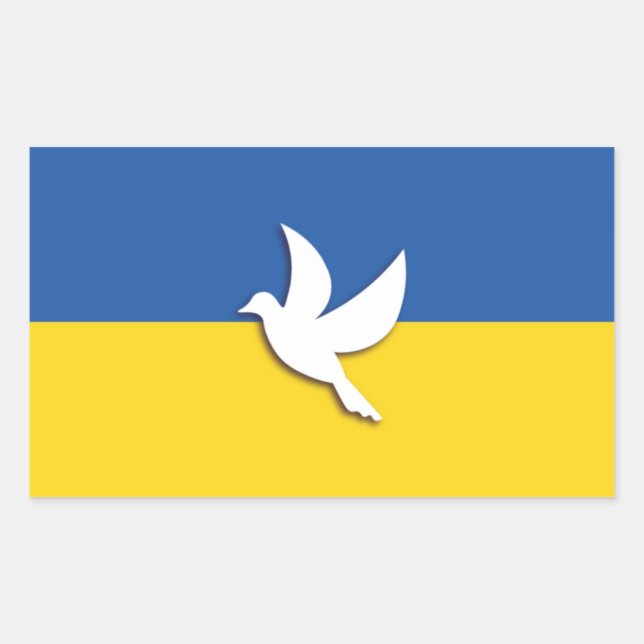 UKRAINE BICOLOR PEACE DOVE BLUE YELLOW FLAG STICKER (Front)