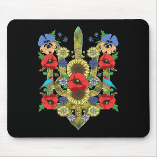 Ukraine Birds Red Poppies Trysub Retro Ukrainian V Mouse Pad