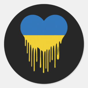 Ukraine Bleeding Heart Support And Stand With Ukra Classic Round Sticker