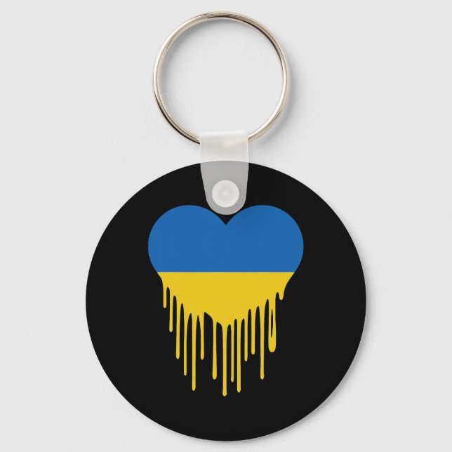 Ukraine Bleeding Heart Support And Stand With Ukra Keychain (Front)