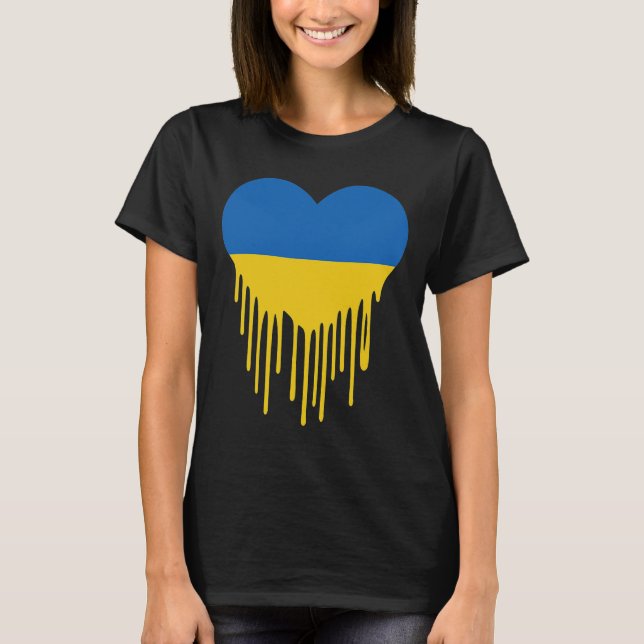 Ukraine Bleeding Heart Support And Stand With Ukra T-Shirt (Front)