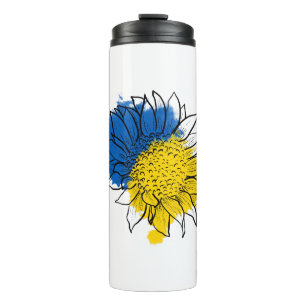 Ukraine Blue and Yellow Sunflower Support Thermal Tumbler