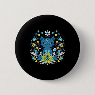 Ukraine Blue Yellow Cat Flowers Ukrainian Girls Ki 2 Inch Round Button