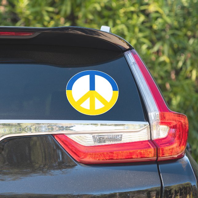 Ukraine Blue Yellow Flag Colours Peace Symbol Sign (Car Side)
