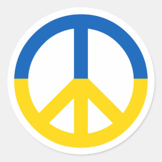 Ukraine Blue Yellow Flag Peace Symbol Sign Classic Round Sticker