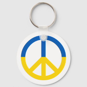 Ukraine Blue Yellow Flag Peace Symbol Sign Keychain