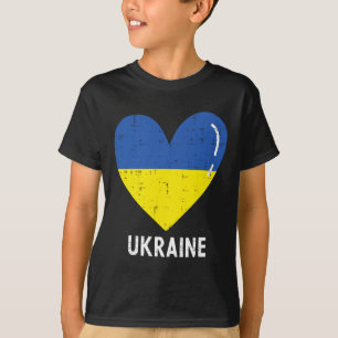 Ukraine Blue Yellow Heart Ukrainian Women Girls Ki T-Shirt