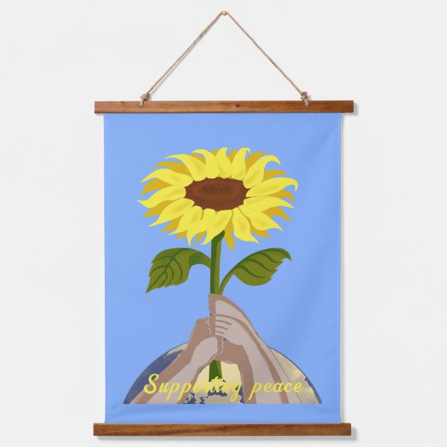 Ukraine "blue yellow" peace sunflower colourful  hanging tapestry (Front)