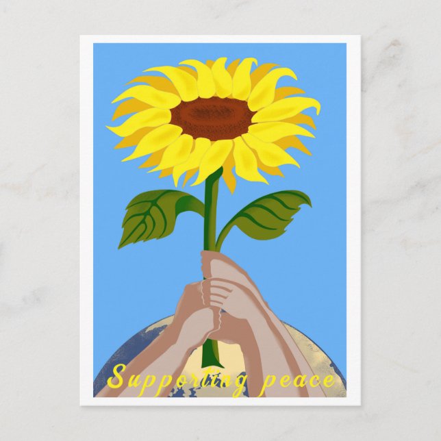 Ukraine "blue yellow" sunflower peace  colourful   holiday postcard (Front)