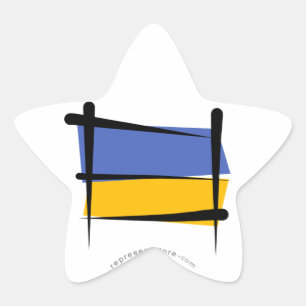 Ukraine Brush Flag Star Sticker