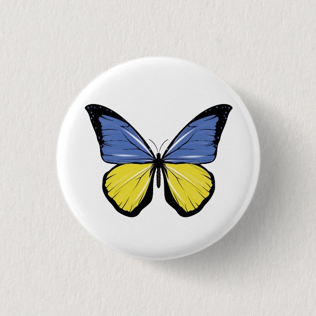 Ukraine Butterfly Flag 1 Inch Round Button (Front)