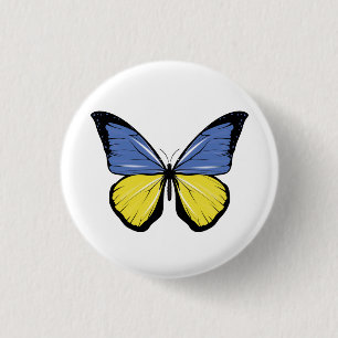 Ukraine Butterfly Flag 1 Inch Round Button