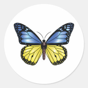 Ukraine butterfly monarch flag Tri-Blend shirt Classic Round Sticker