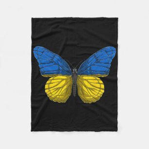 Ukraine Butterfly Shirt Patriotic Ukrainian Flag Fleece Blanket