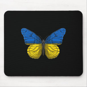Ukraine Butterfly Shirt Patriotic Ukrainian Flag Mouse Pad