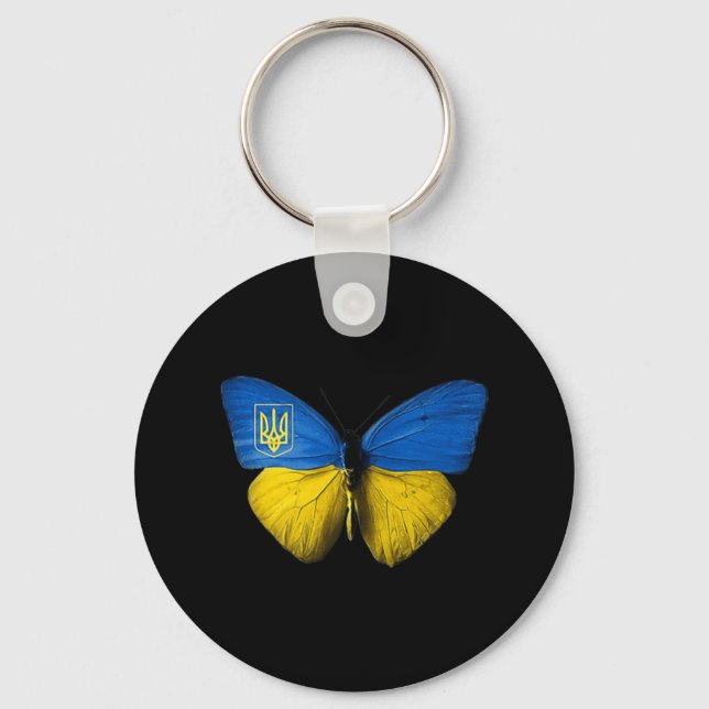 Ukraine  Butterfly Ukraine Ukrainian Flag Love Ukr Keychain (Front)