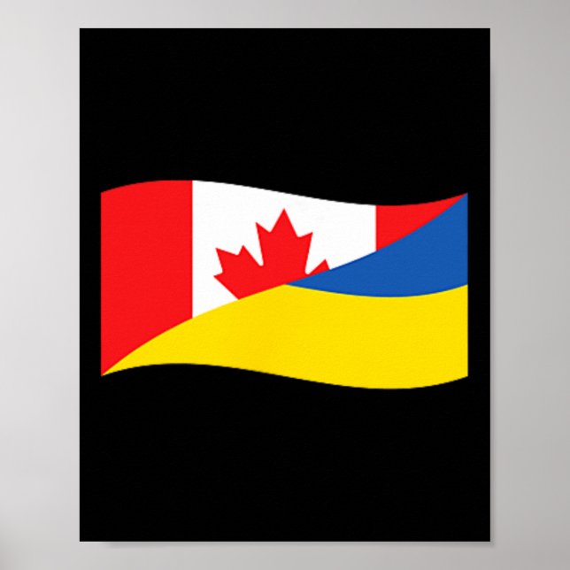 Ukraine Canada Dual Flag Unity Patriotic Cross-cou Poster (Front)