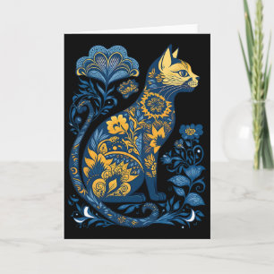 Ukraine Cat Floral Vintage Ukrainian Flag And Vysh Card