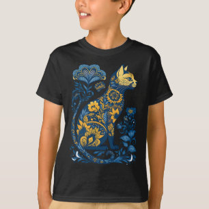 Ukraine Cat Floral Vintage Ukrainian Flag And Vysh T-Shirt