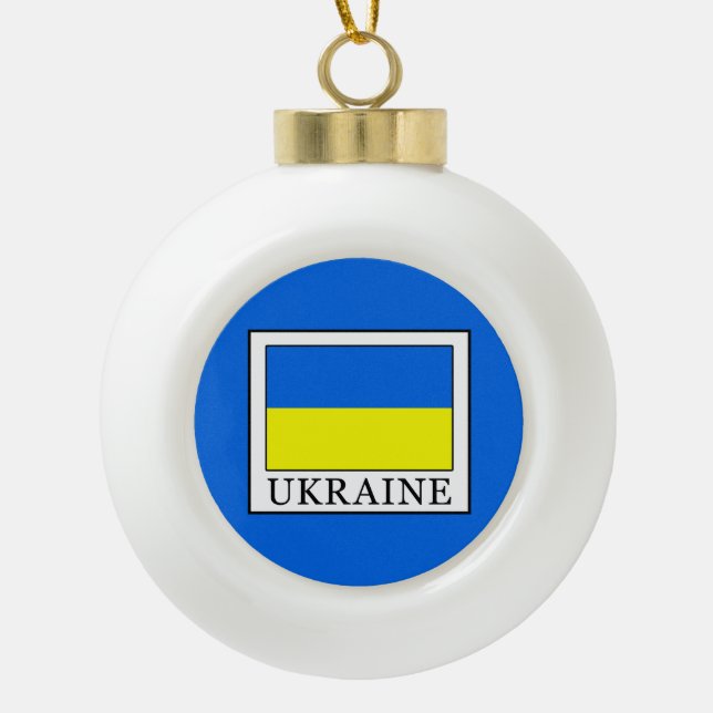 Ukraine Ceramic Ball Christmas Ornament (Front)