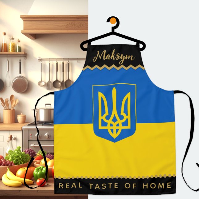 Ukraine Chefs Apron, Kitchen, Ukrainian Flag Apron (Patriotic Ukraine Chefs Apron / personalize name)