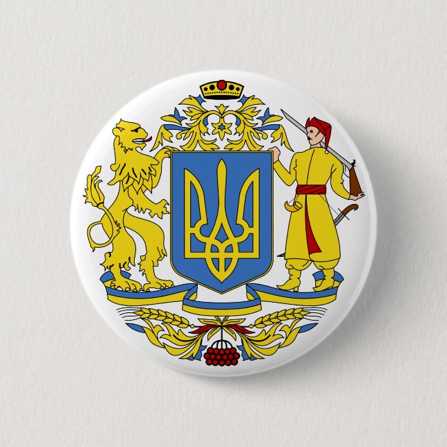Ukraine coat of arms 2 inch round button (Front)