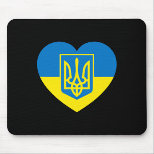 Ukraine Coat Of Arms In Heart Flag Solidarity Pro  Mouse Pad