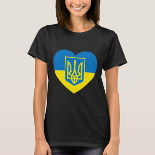 Ukraine Coat Of Arms In Heart Flag Solidarity Pro T-Shirt