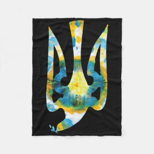 Ukraine Coat Of Arms In National Colors Ukrainian Fleece Blanket