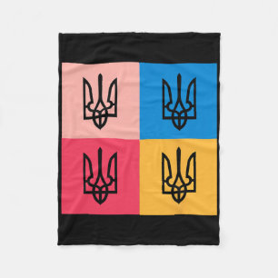 Ukraine Coat Of Arms Painted In Sunflower. Ukraine Fleece Blanket