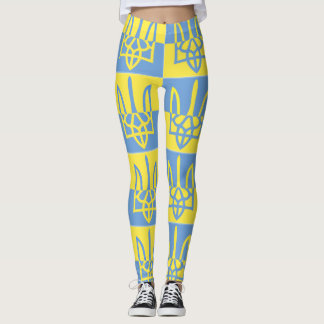 Ukraine Coat of Arms Poseidon Trident Tryzub Flag Leggings