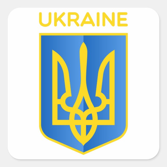 Ukraine coat of arms square sticker (Front)