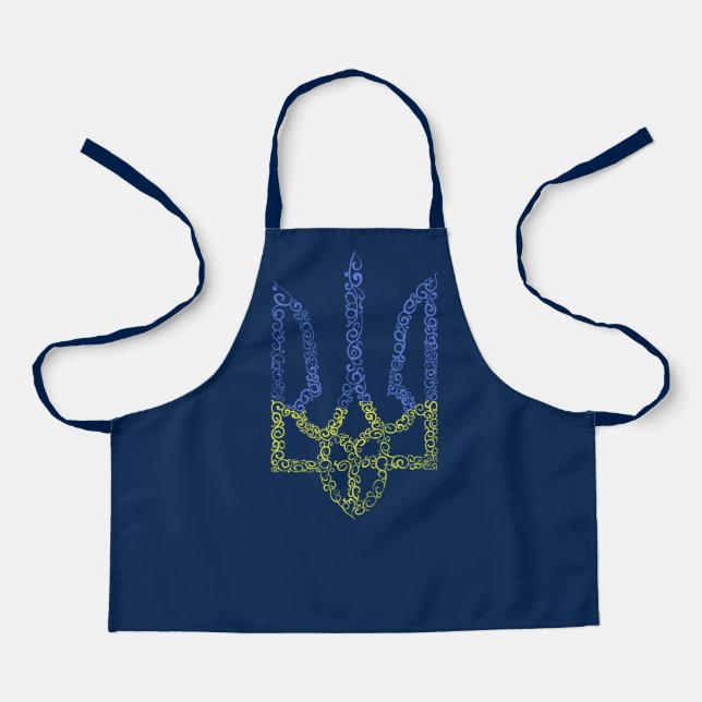 Ukraine coat of arms trident tryzub spiral pattern apron (Front)