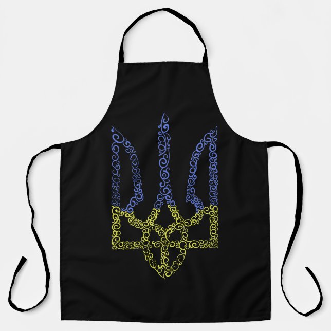Ukraine coat of arms trident tryzub spiral pattern apron (Front)