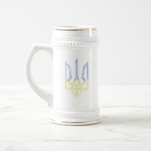 Ukraine coat of arms trident tryzub spiral pattern beer stein
