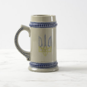 Ukraine coat of arms trident tryzub spiral pattern beer stein