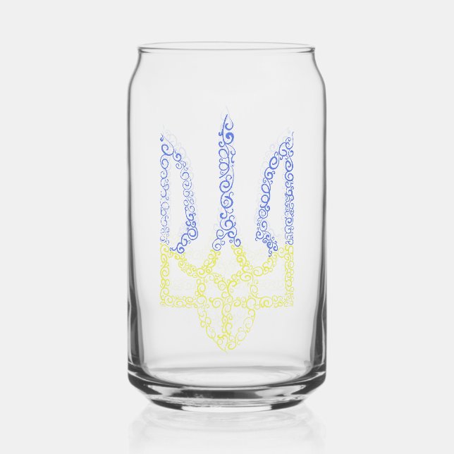 Ukraine coat of arms trident tryzub spiral pattern can glass (Front)