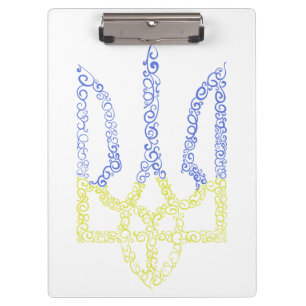 Ukraine coat of arms trident tryzub spiral pattern clipboard