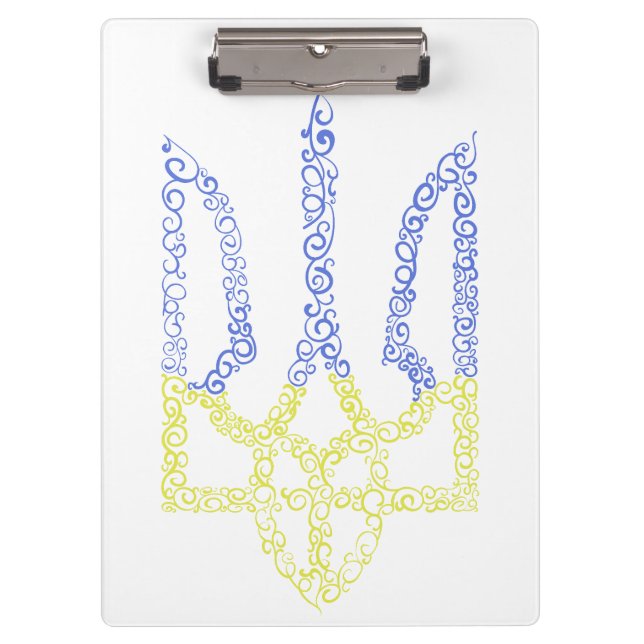 Ukraine coat of arms trident tryzub spiral pattern clipboard (Front)