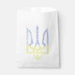 Ukraine coat of arms trident tryzub spiral pattern favour bag