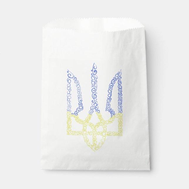 Ukraine coat of arms trident tryzub spiral pattern favour bag (Front)